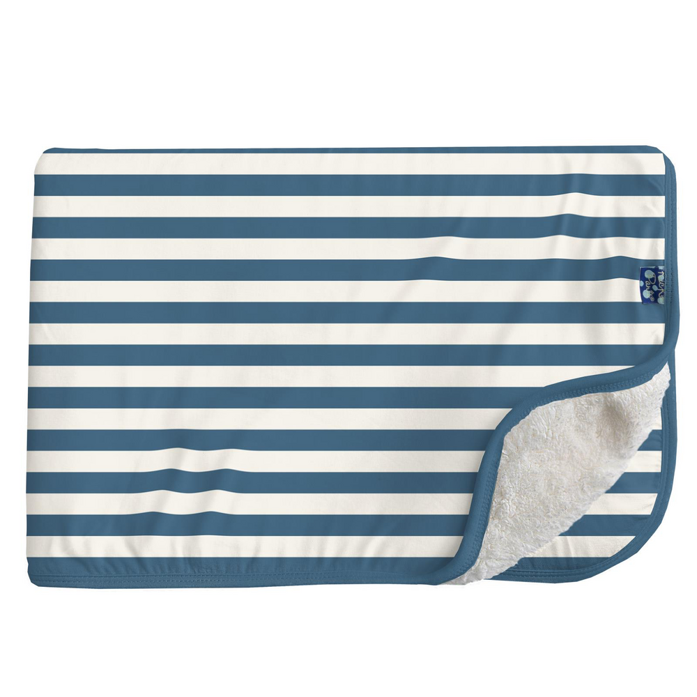 Sherpa-Lined Toddler Blanket - Nautical Stripe
