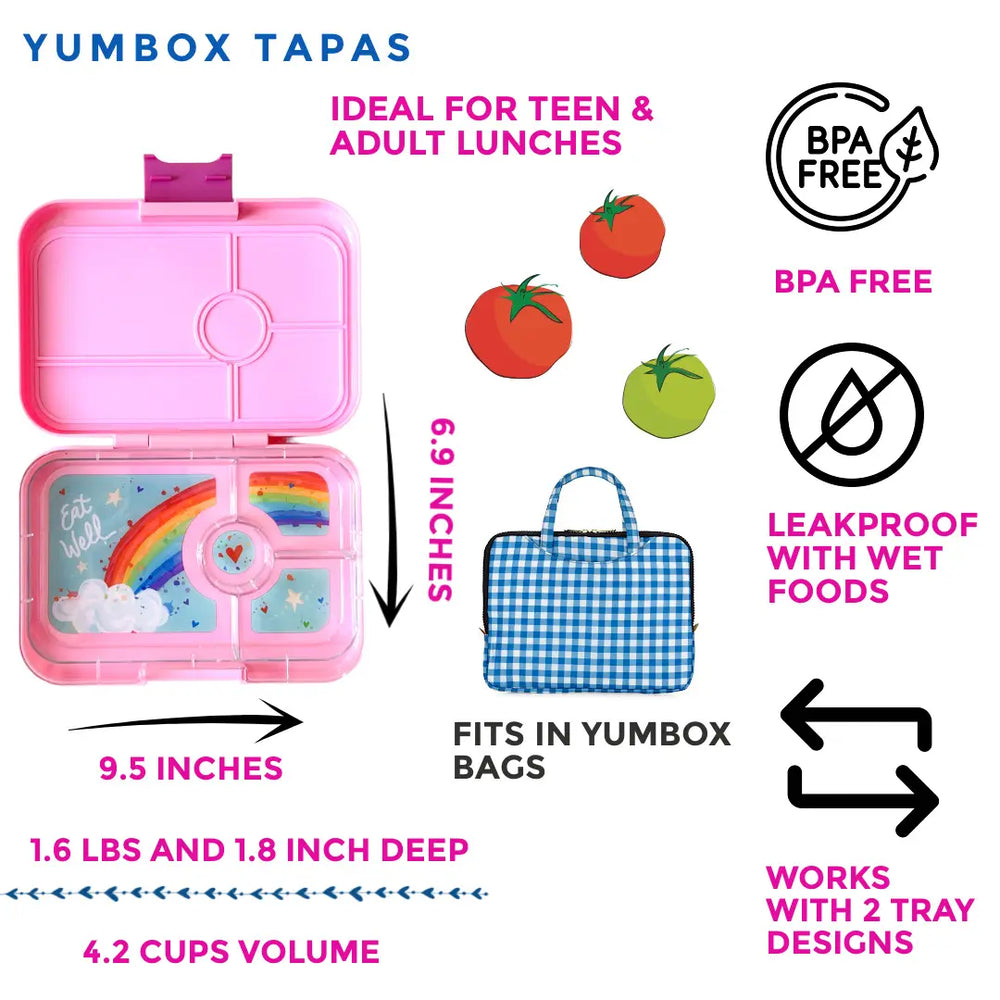 Yumbox Tapas - Capri Pink with Rainbow Tray
