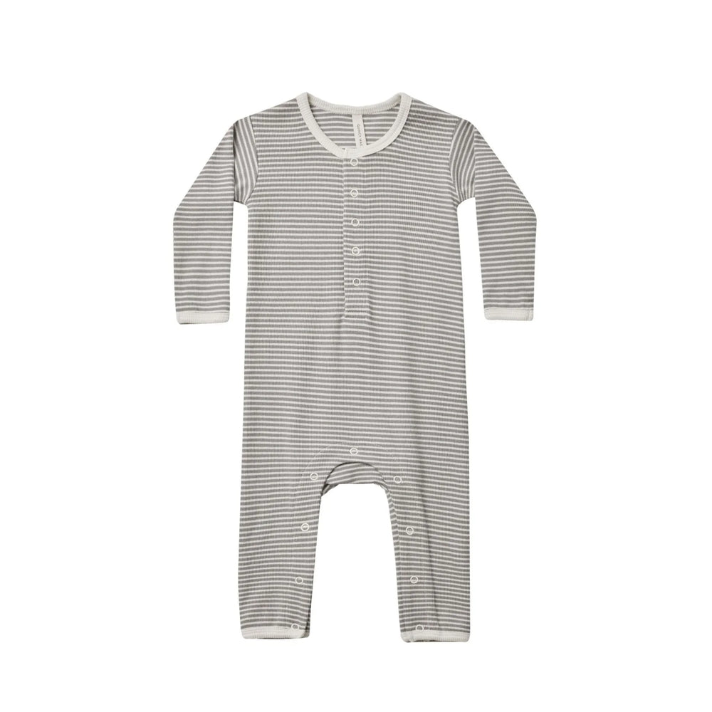 Ribbed Baby Jumpsuit - Lagoon Micro Stripe