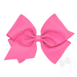 Mini King Classic Grosgrain Girls Hair Bow (Plain Wrap) - Hot Pink