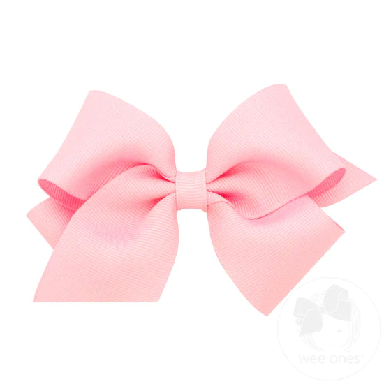 Small Classic Grosgrain Hair Bow (Plain Wrap) - Light Pink