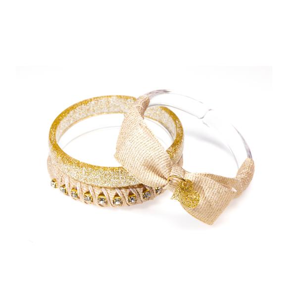 
            
                Load image into Gallery viewer, Fancy Gold Fabric Bangle Set
            
        