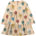 Long Sleeve Tiered Henley Dress - Hot Air Balloons