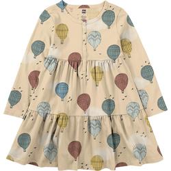 Long Sleeve Tiered Henley Dress - Hot Air Balloons