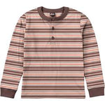 Long Sleeve Striped Henley Top - Cameo Pink