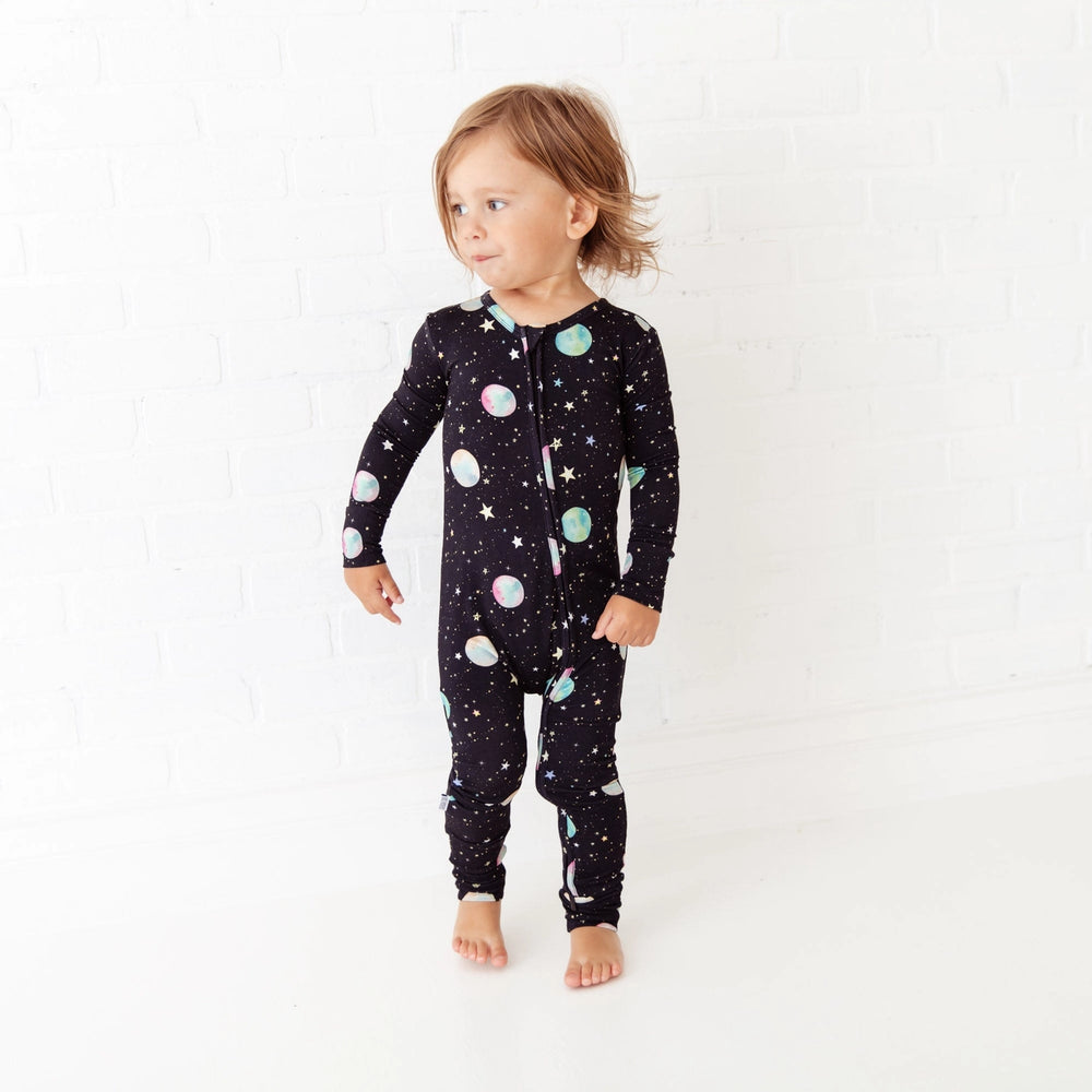 Space Jammies Planets Bamboo Convertible Footie Pajamas