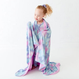 
            
                Load image into Gallery viewer, Kids Cotton Candy Skies Bamboo Convertible Footie Pajamas
            
        