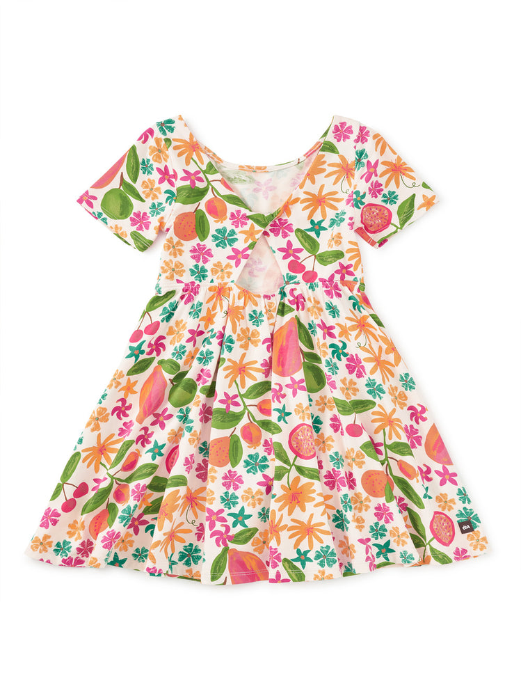 Twist Back Ballet Dress : Tropical Fruit Floral