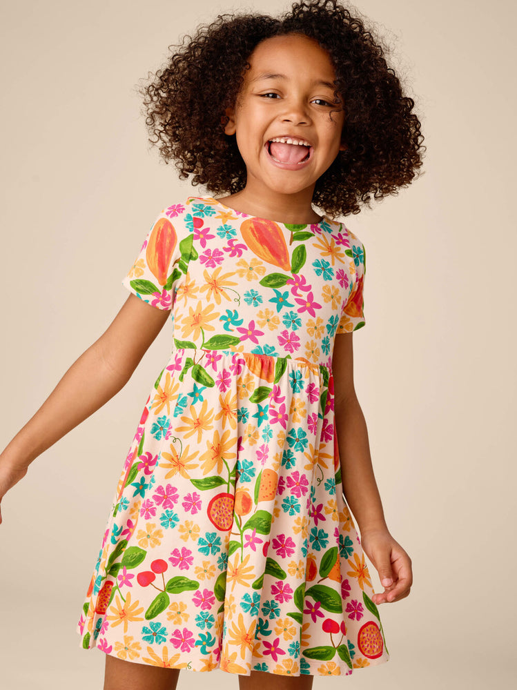 Twist Back Ballet Dress : Tropical Fruit Floral