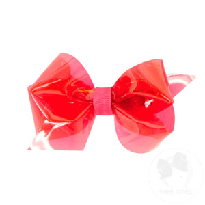 Mini WeeSplash™ Vibrant Colored Vinyl Girls Swim Hair Bow - French Pink
