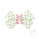 Mini Easter Grosgrain Small Puff Tail Bunny Printed Girls Hair Bows - Tulip
