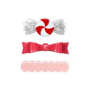 
            
                Load image into Gallery viewer, Candy Twist Red White &amp;amp; Bowtie Alligator Clips
            
        