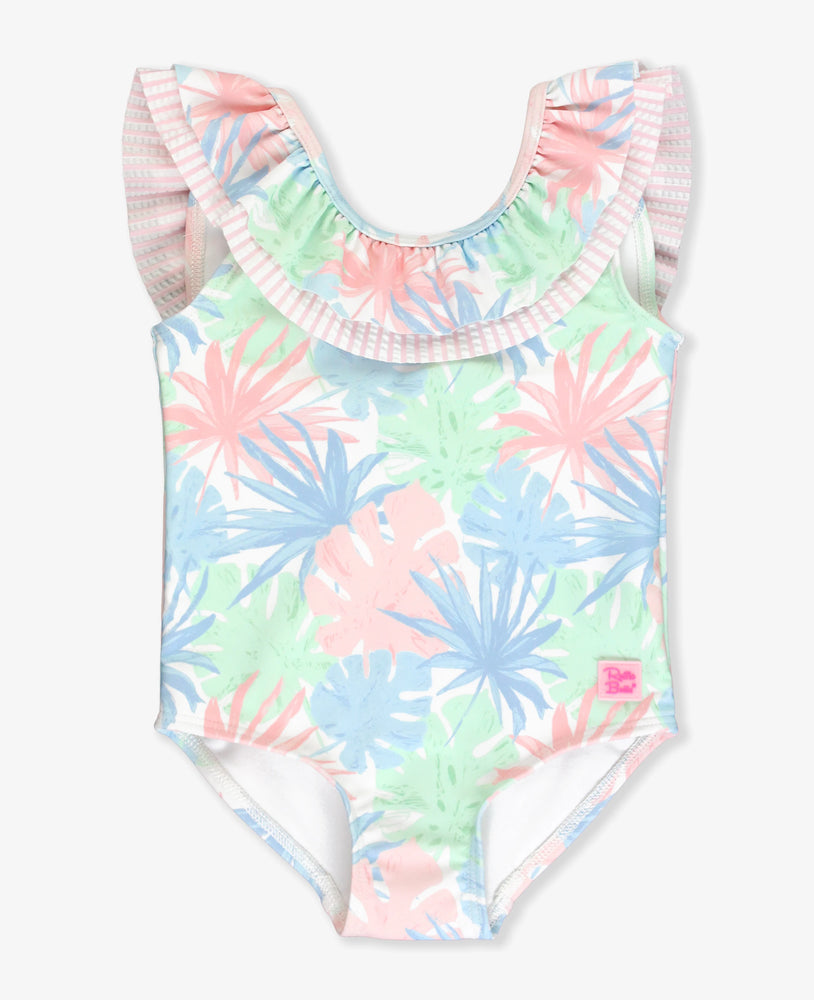 
            
                Load image into Gallery viewer, Scoopback Ruffle One Piece - Pastel Palms
            
        