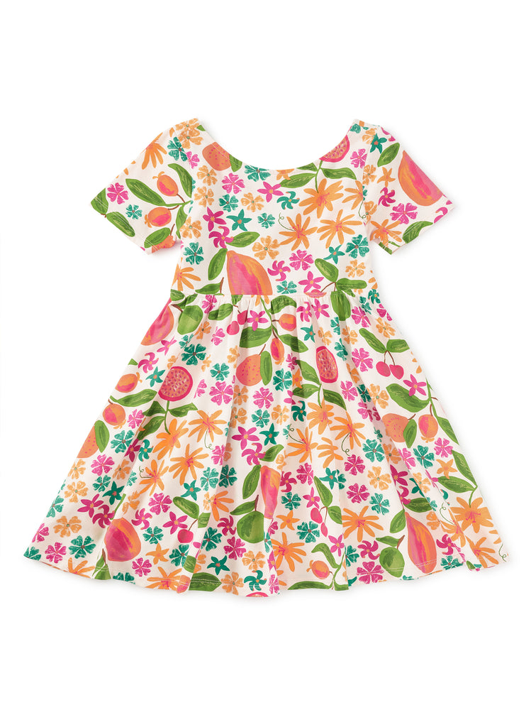 Twist Back Ballet Dress : Tropical Fruit Floral