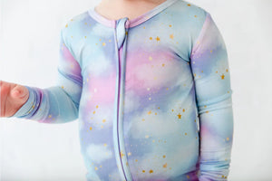 
            
                Load image into Gallery viewer, Kids Cotton Candy Skies Bamboo Convertible Footie Pajamas
            
        