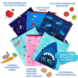 
            
                Load image into Gallery viewer, Reusable Sandwich Bag - Eat Well Shark
            
        