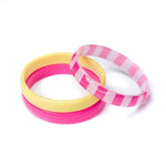Pink, Stripe, and Yellow Bangle Set