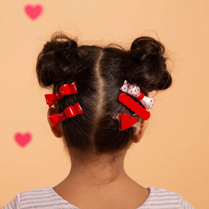 Three Combo Bow Tie Red Polka Dots Alligator Clips