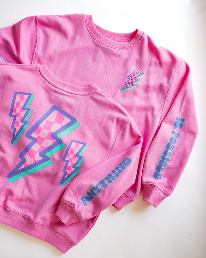 Anything is Possible Lightning Sweatshirt | Berry Pink