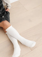 Ivory Lace Top Knee High Socks