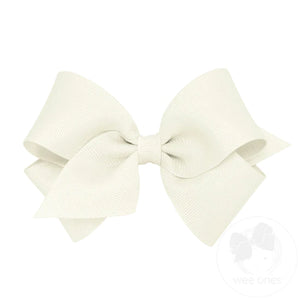 
            
                Load image into Gallery viewer, Small Classic Grosgrain Girls Hair Bow (Plain Wrap) - Antique White
            
        