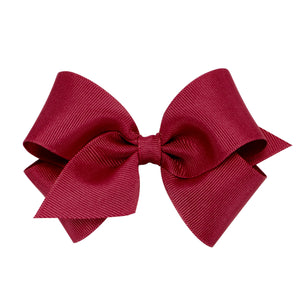 Small Classic Grosgrain Girls Hair Bow (Plain Wrap) - Cranberry