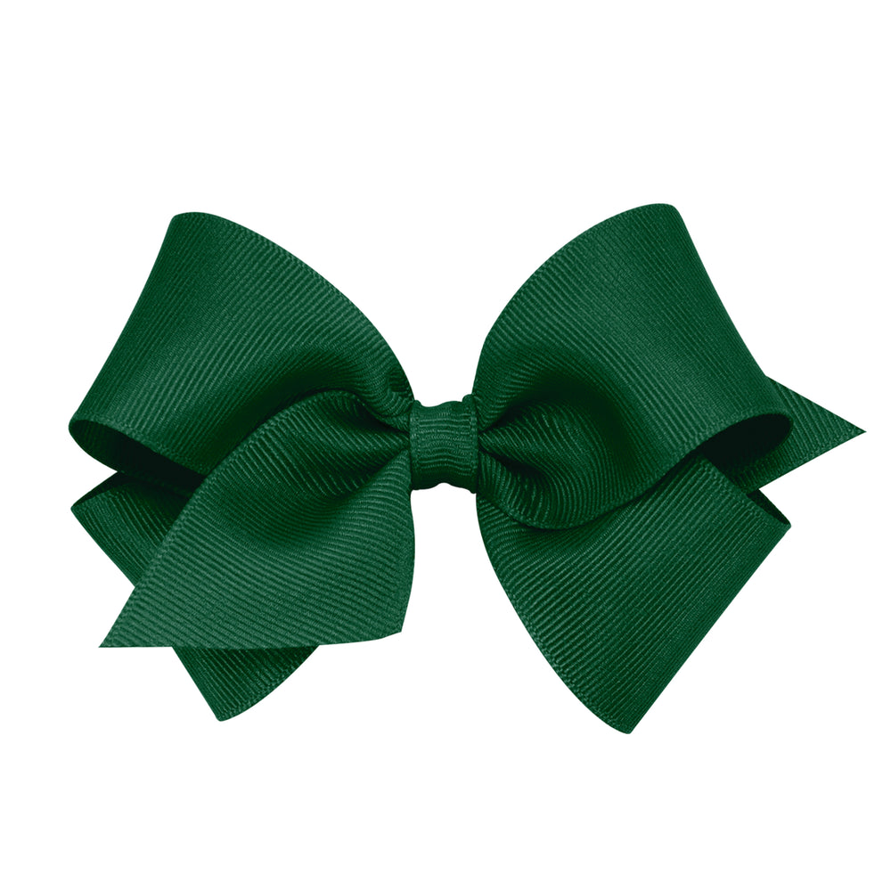 Small Classic Grosgrain Girls Hair Bow (Plain Wrap) - Forest Green