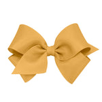 Small Classic Grosgrain Girls Hair Bow (Plain Wrap) - Old Gold
