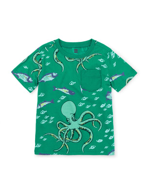 Printed Pocket Tee - Octopus Chase