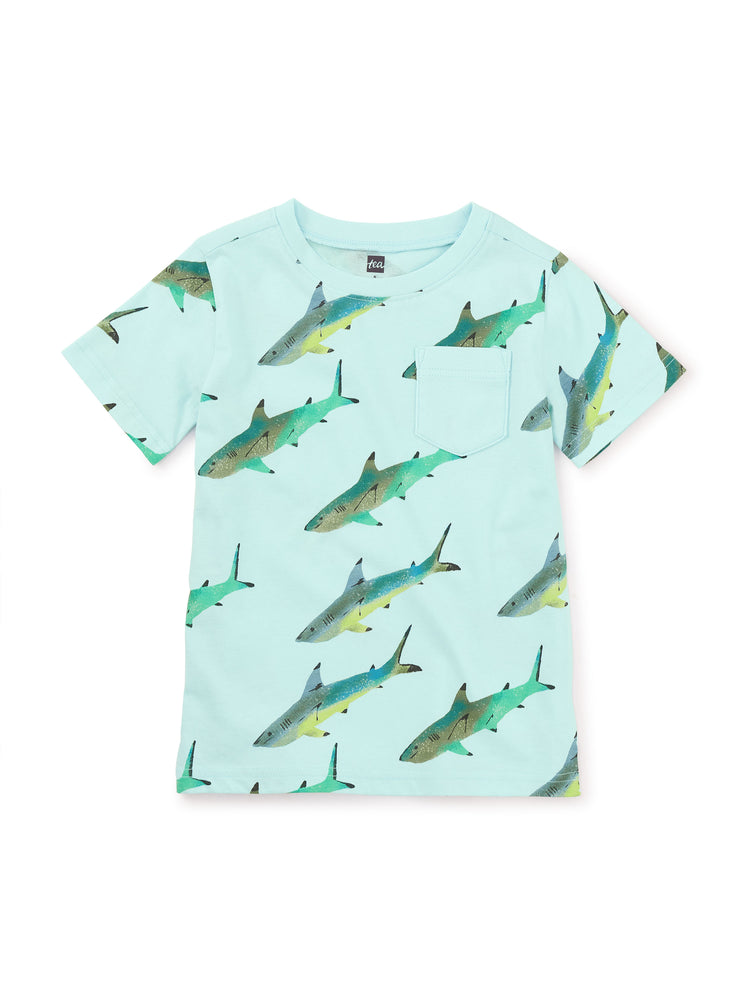 Printed Pocket Tee - Coastal Sharks
