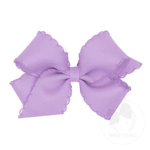 
            
                Load image into Gallery viewer, Medium Monotone Moonstitch Grosgrain Girls Hair Bow - Light Orchid
            
        