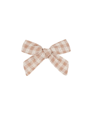 girl's hair bow 
Set of 2 
'Pink Gingham' on pink