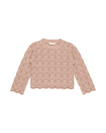 This beautiful Crochet Knit Pullover has a ribbed neckline, a scallop knit hem and scallop sleeves. 

Color: Rose