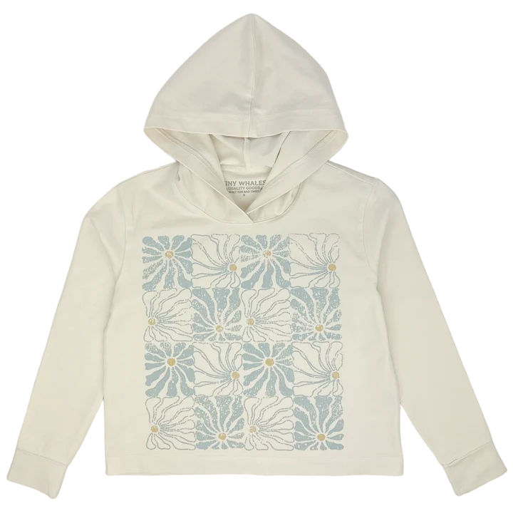 Girls Hooded Long Sleeve Tee - Flower Check