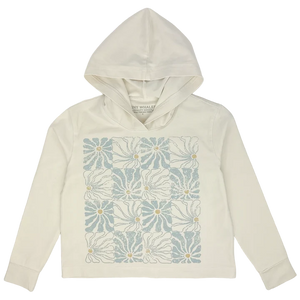 Girls Hooded Long Sleeve Tee - Flower Check