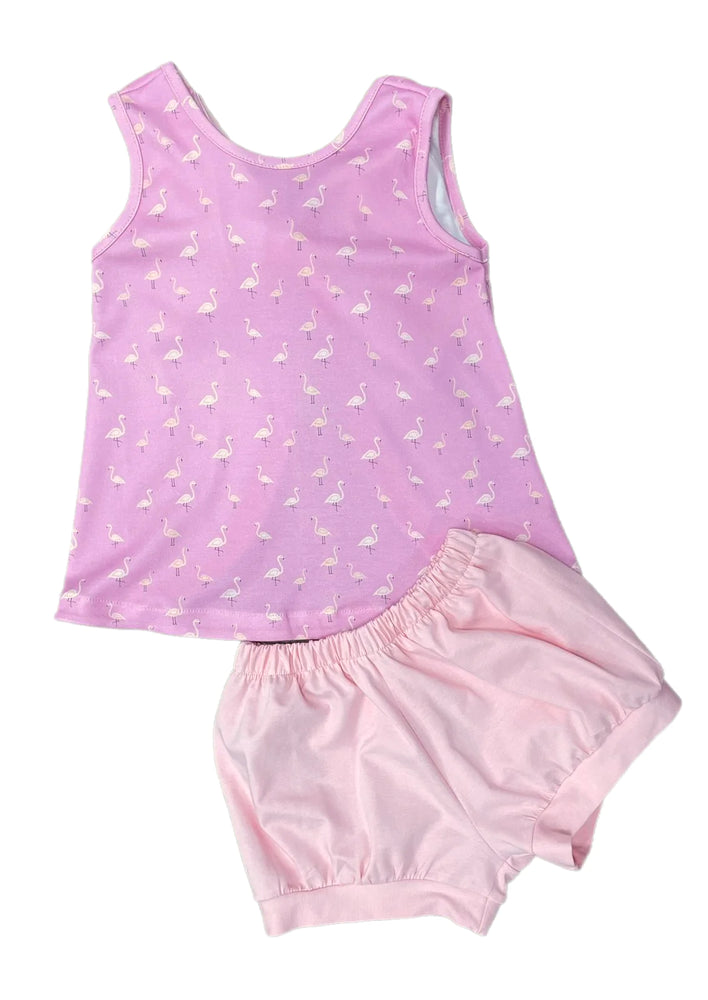 Lottie Knit Bloomer/Banded Short Set in Flamingo