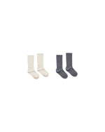 Ribbed Socks - Natural, Indigo