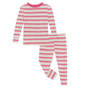 Print Long Sleeve Pajama Set - Baby Rose Stripe