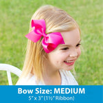 Medium Patriotic-themed Print Grosgrain Hair Bow - Stars