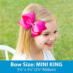 Mini King Classic Grosgrain Hair Bow (Plain Wrap) - Light Pink