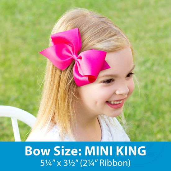 Mini King Classic Grosgrain Girls Hair Bow (Plain Wrap) - Hot Pink