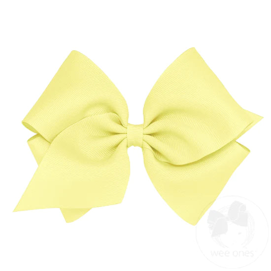 Mini King Classic Grosgrain Girls Hair Bow - Light Yellow