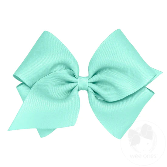 
            
                Load image into Gallery viewer, Mini King Classic Grosgrain Girls Hair Bow - New Aqua
            
        