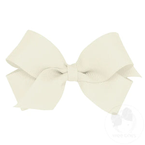 
            
                Load image into Gallery viewer, Mini Classic Grosgrain Hair Bow (Plain Wrap) - Antique White
            
        