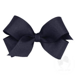 Mini Classic Grosgrain Girls Hair Bow (Plain Wrap) - Navy