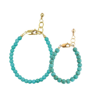 
            
                Load image into Gallery viewer, Turquoise Mom + Mini Bracelet set (4MM Beads)
            
        