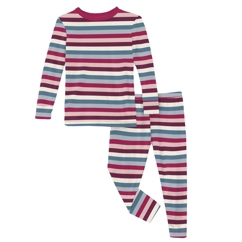 Print Long Sleeve Pajama Set - Jingle Bell Stripe