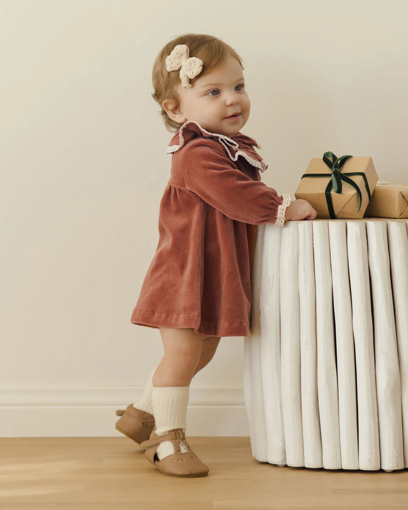 Velour Baby Dress - Cranberry