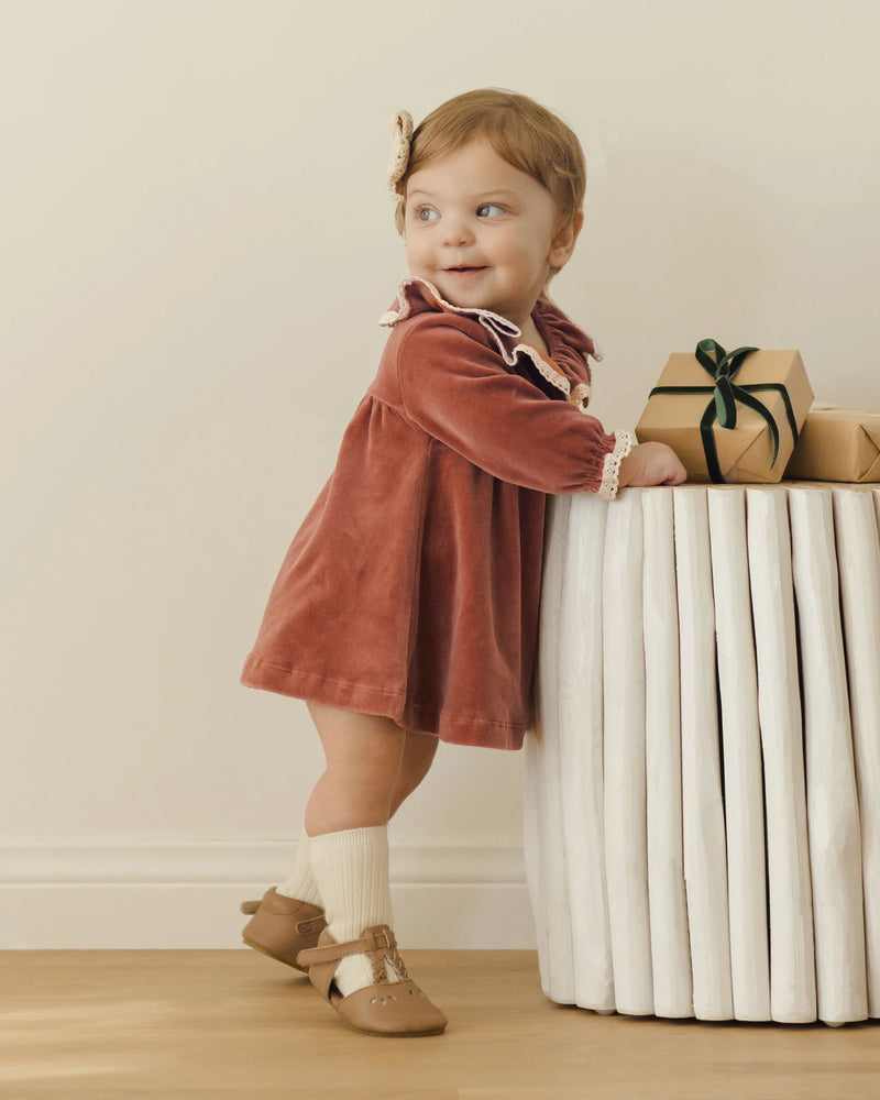 Velour Baby Dress - Cranberry