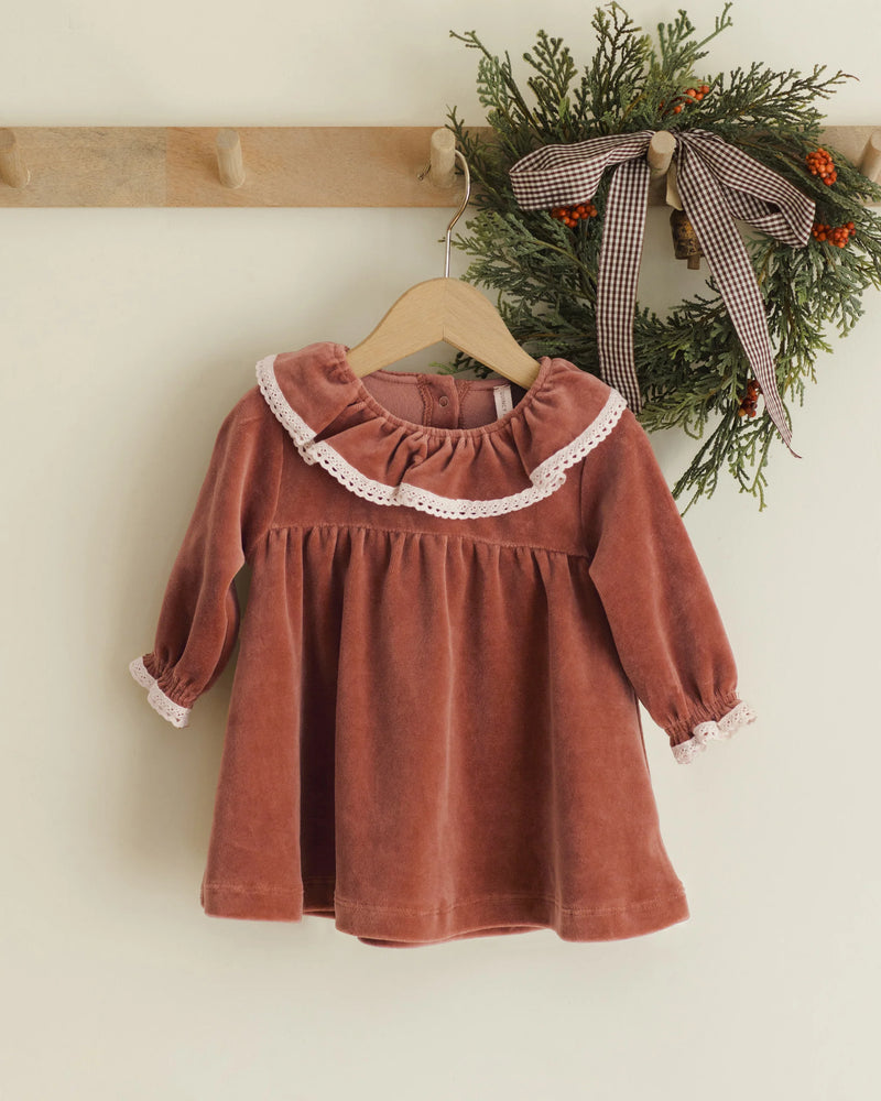 Velour Baby Dress - Cranberry